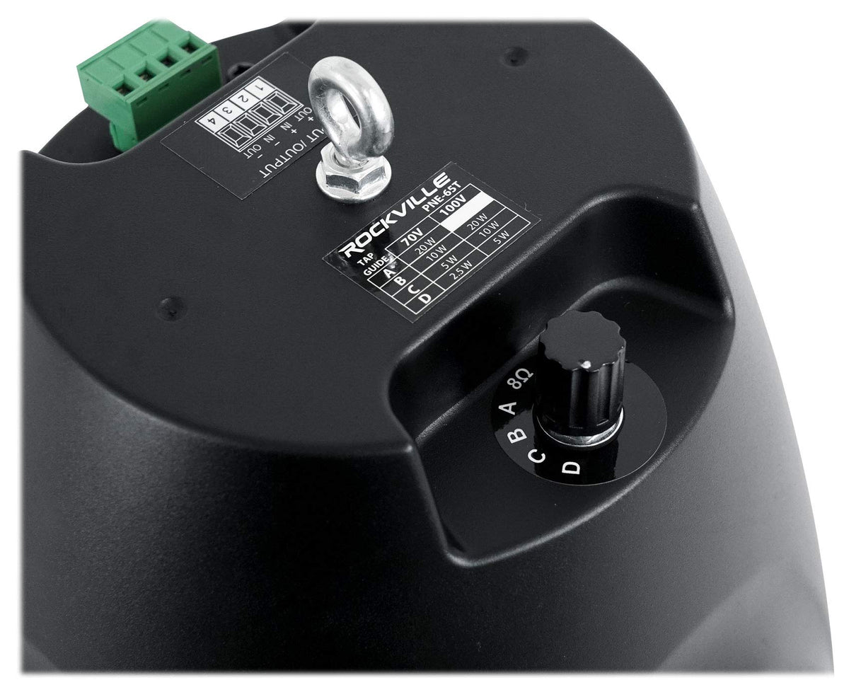 Rockville PEN-65T wide compatibility indicating easy pairing with 70V amplifiers.