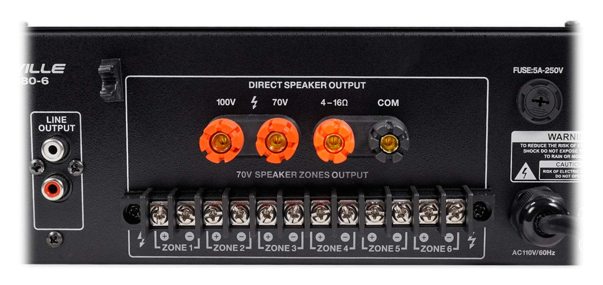 Rockville RCS180-6 mic inputs with echo and chime options.