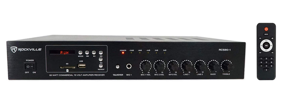 Rockville RCS80-1 front panel with 60W 70V/100V power for venues