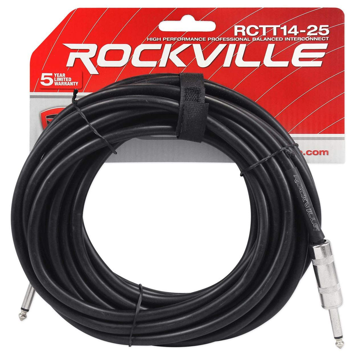 Rockville RCTT1425 14 AWG cable coiled on stage ensures dependable speaker connections