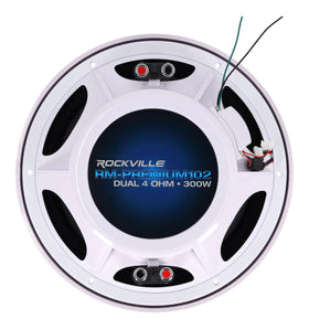 Rockville RM-PREMIUM104 dual 4-ohm voice coils allow flexible marine wiring