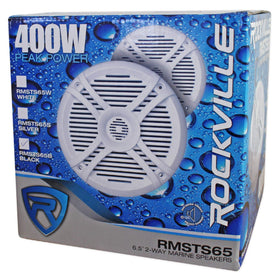 Rockville speakers in lake lifestyle scene providing weatherproof party sound