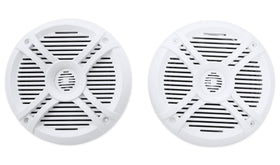 Rockville front view of white marine speaker showing durable grill and clean design