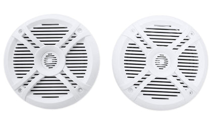 Rockville front view of white marine speaker showing durable grill and clean design