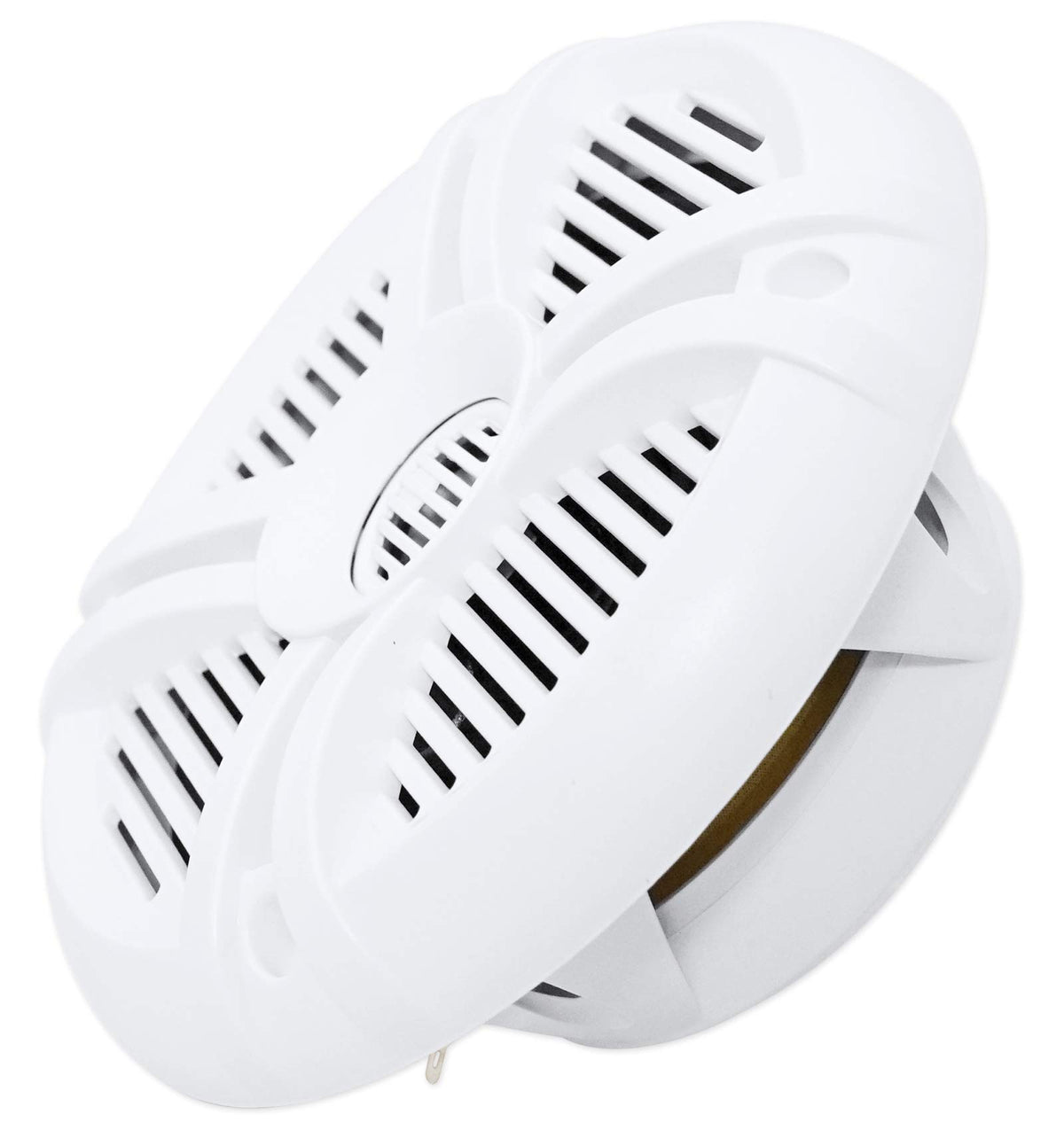Rockville speakers mounted on boat bow demonstrating weatherproof outdoor performance
