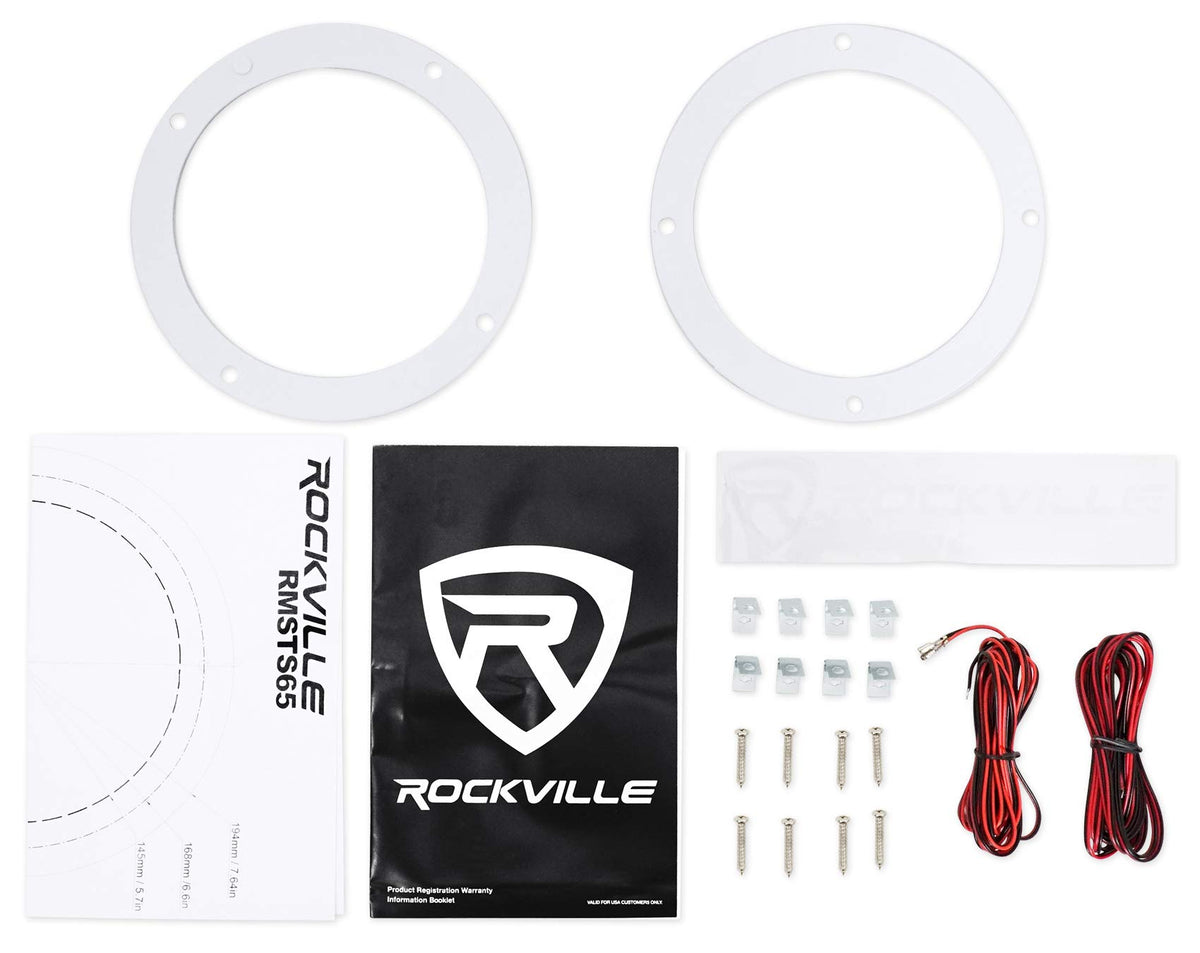Rockville speaker next to ruler showing compact 2.56-inch mounting depth advantage