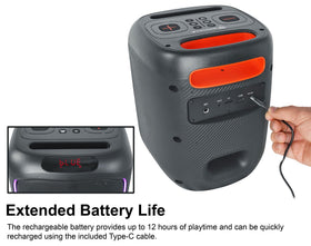 Rockville ROCKBOX PRO V2 LED light modes illuminated during a party