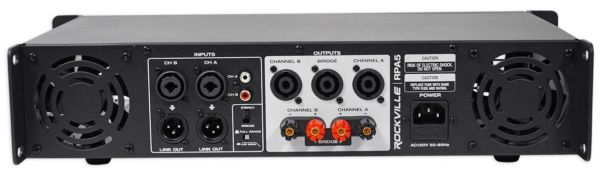 Rockville RPA5 built-in crossover allows subwoofer and full-range tuning.