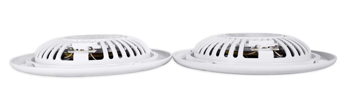 Rockville speaker installed on boat gunnel demonstrating splash-resistant outdoor sound