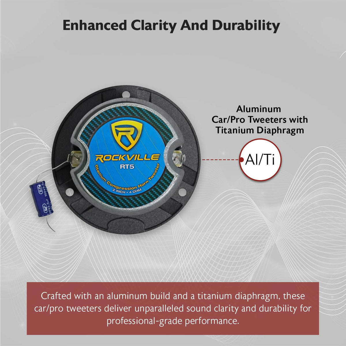 Rockville RT5 mounted in car door for improved in-vehicle clarity
