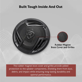 Rockville RV6.3A steel basket and mounting holes for secure installation