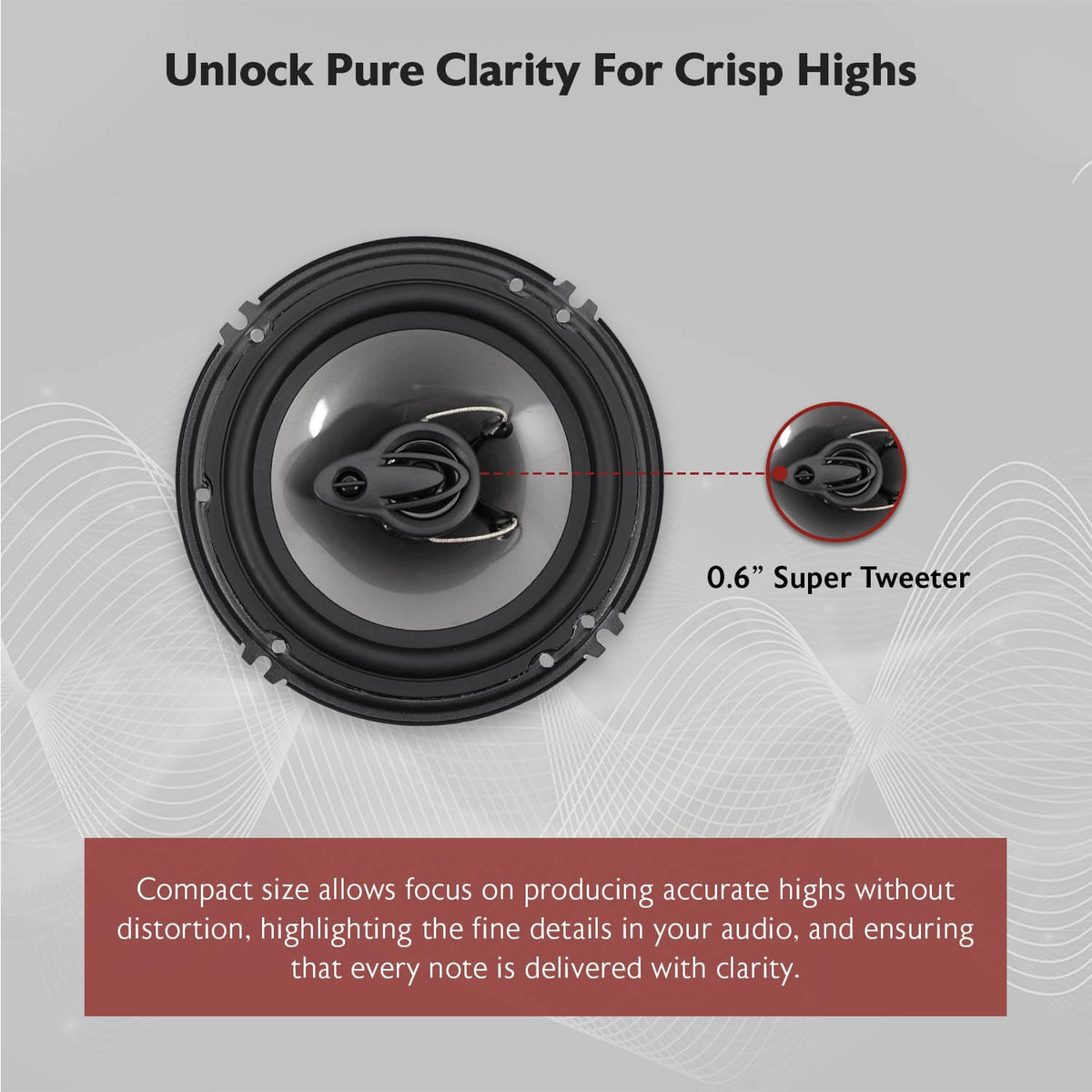 Rockville RV6.3A tweeter detail showing PEI dome for clear high frequencies
