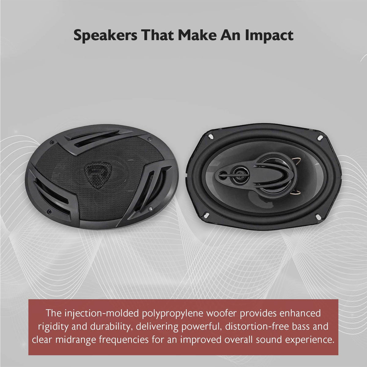 Rockville RV69.2C 6x9 butyl surround close-up illustrates durable, distortion-free movement.