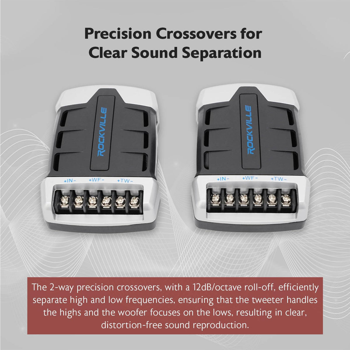 Rockville RV69.2C 6x9 crossover system image demonstrates precise frequency separation.