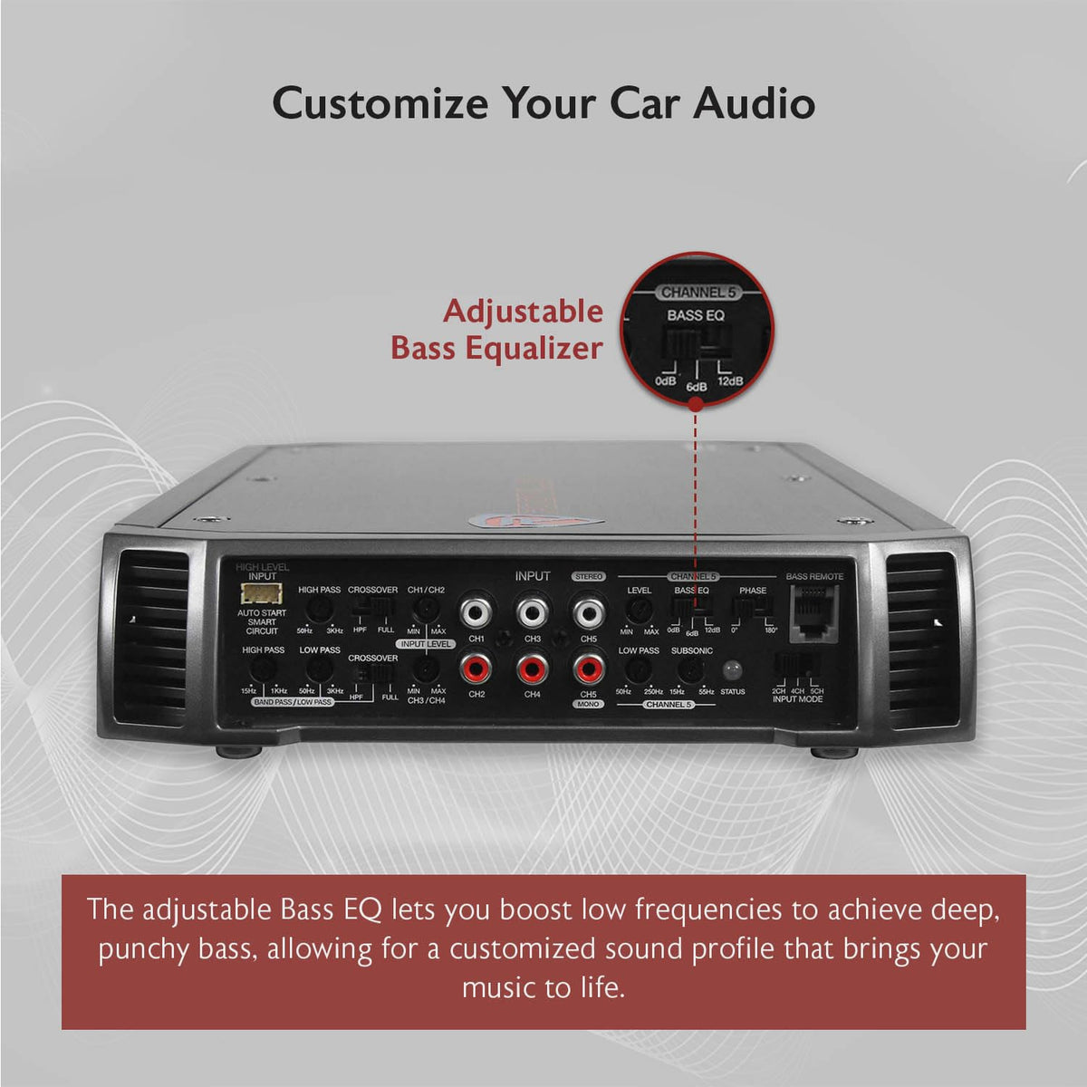 Rockville RXH-F5 bass equalizer highlights adjustable low-end.