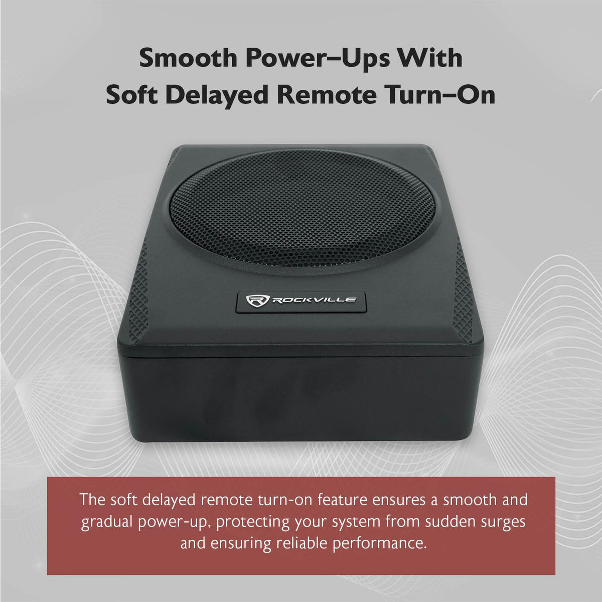 Rockville Slim under-seat subwoofer high-level input panel enables factory or aftermarket connections.