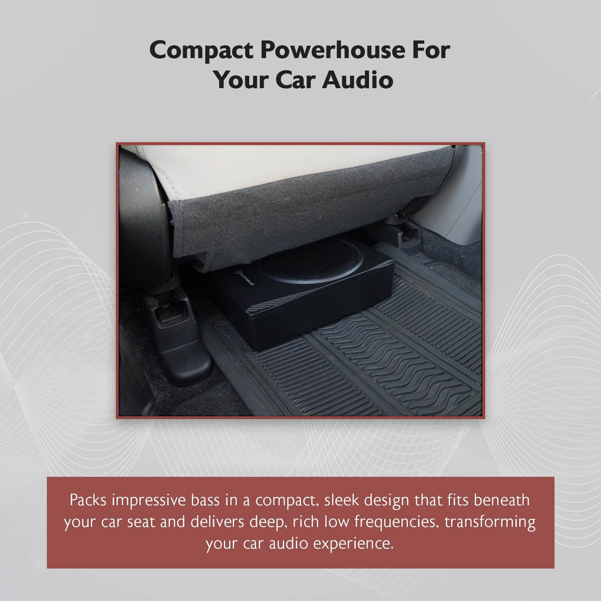 Rockville Slim under-seat subwoofer remote bass knob for quick volume tweaks on the go.