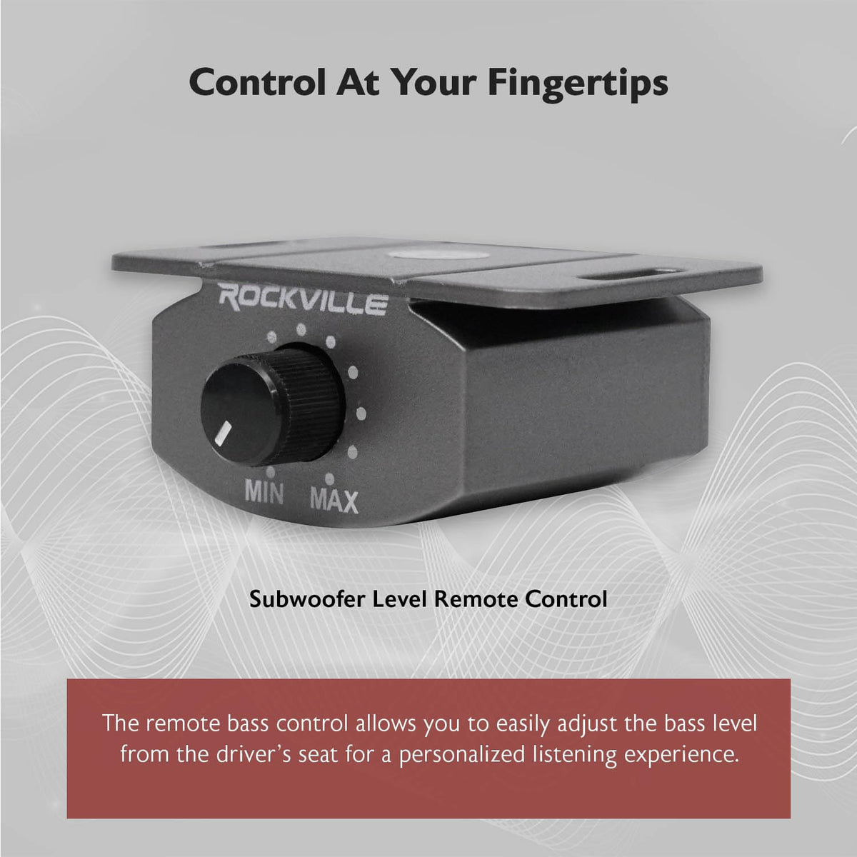 Rockville USS10 subsonic and low-pass controls enable precise bass tuning.