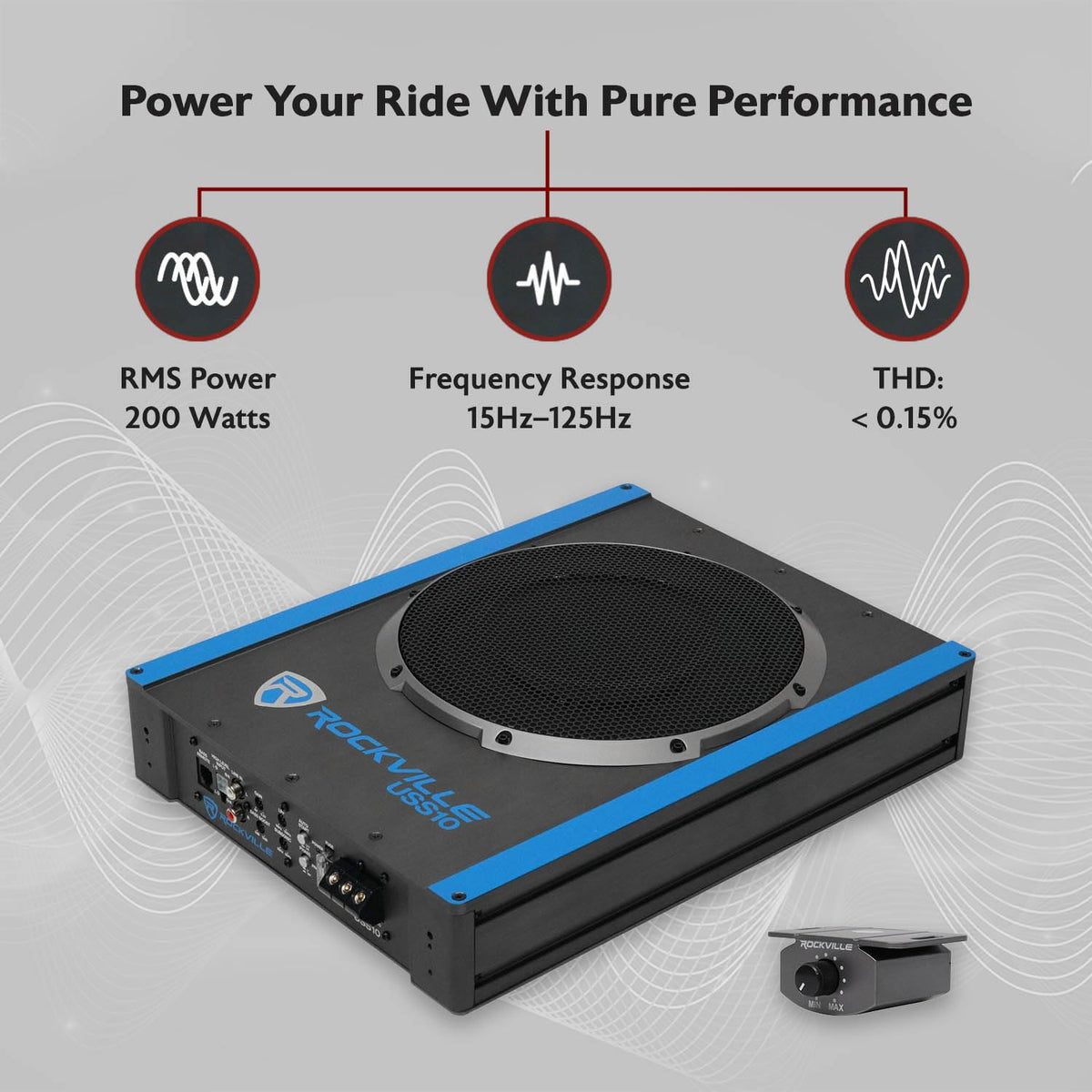 Rockville USS10 10-inch woofer delivers punchy bass without compromising cargo space.