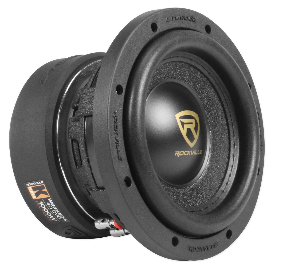 Rockville W65K9D4 dual 4-ohm subwoofer ready for compact car installs