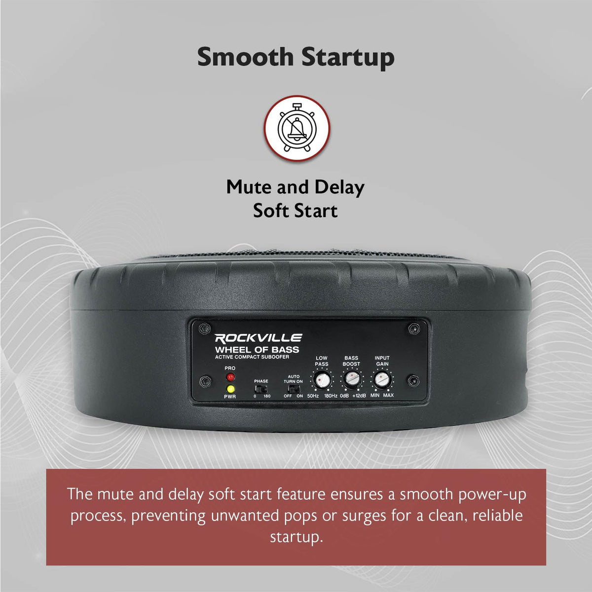 Rockville Wheel of BASS 8-Inch auto turn-on simplifies wiring