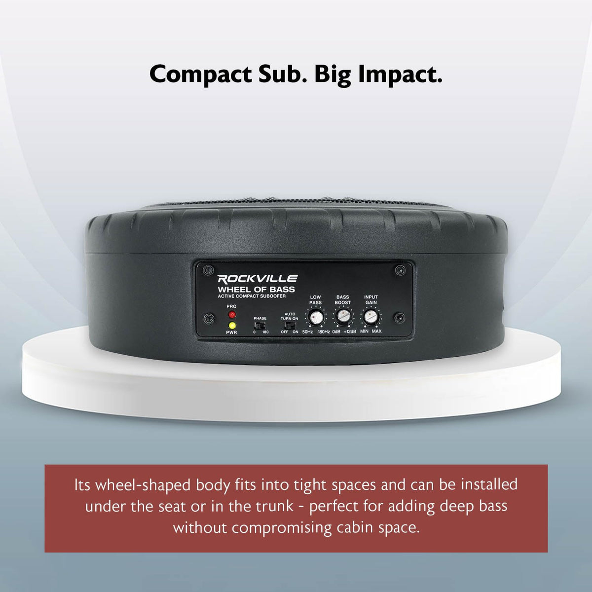 Rockville Wheel of BASS 8-Inch back-seat mount delivers clean low end