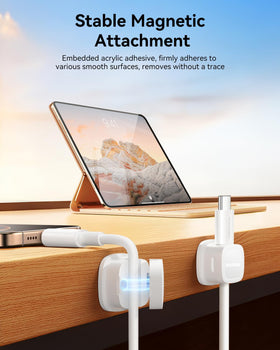Rocoren cable organizer 30-pack neatly groups desk cables.