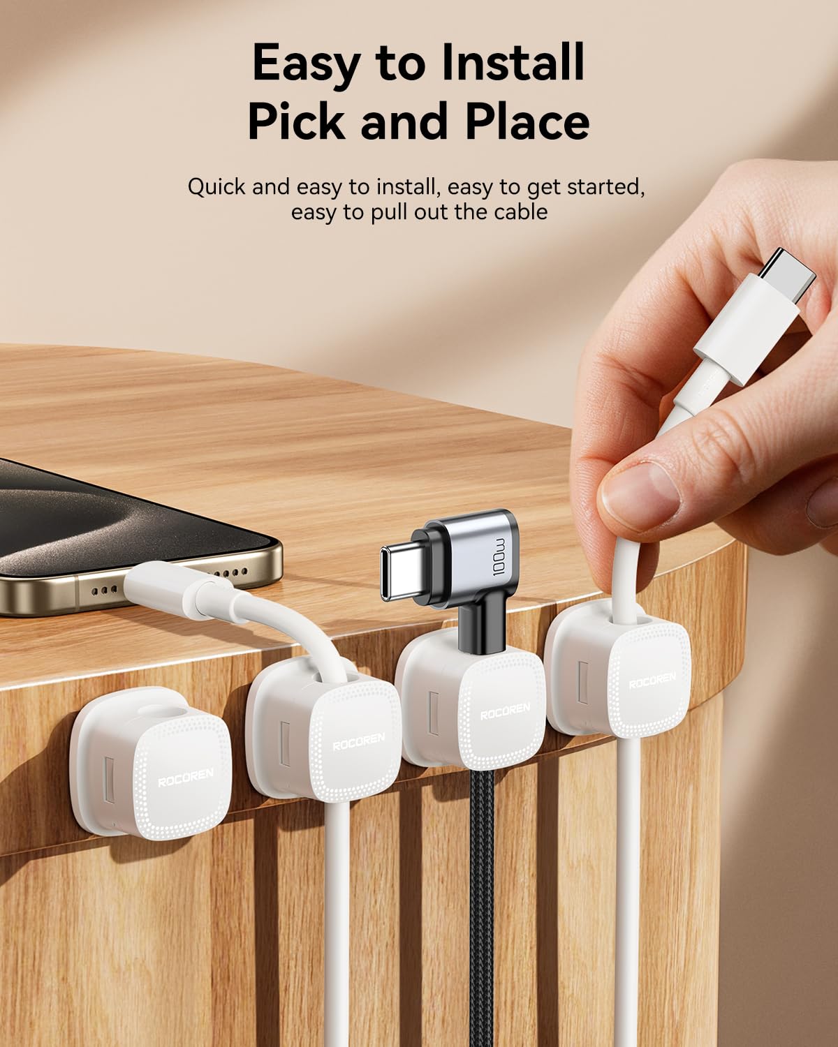 Rocoren car instrument-panel cable clip keeps cords organized on the go.