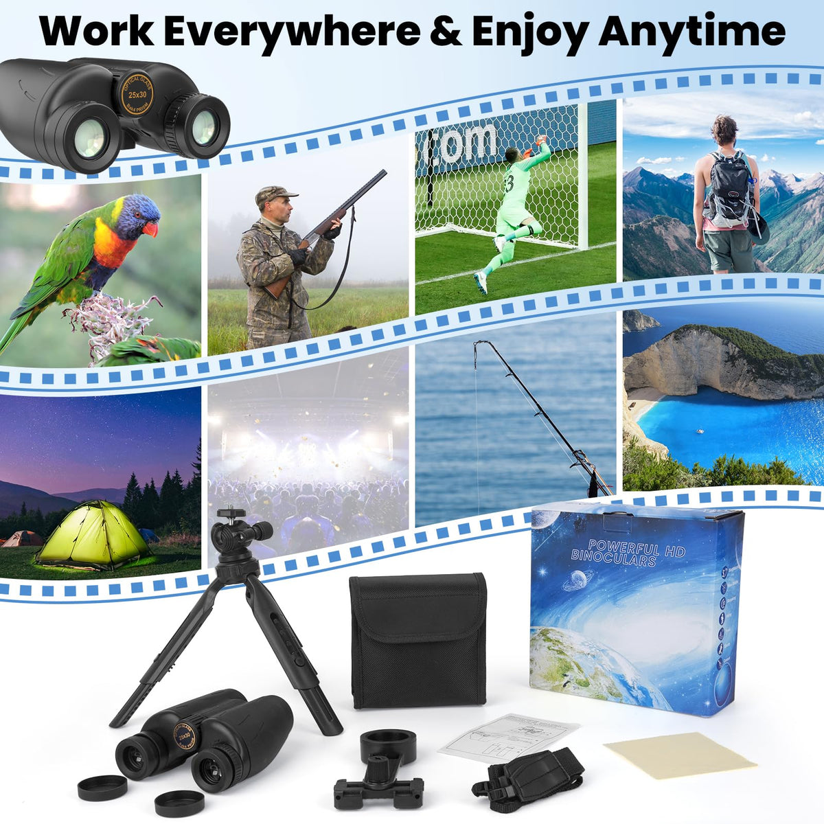 Rodcirant waterproof binoculars IPX7 keep viewing in rain or mist
