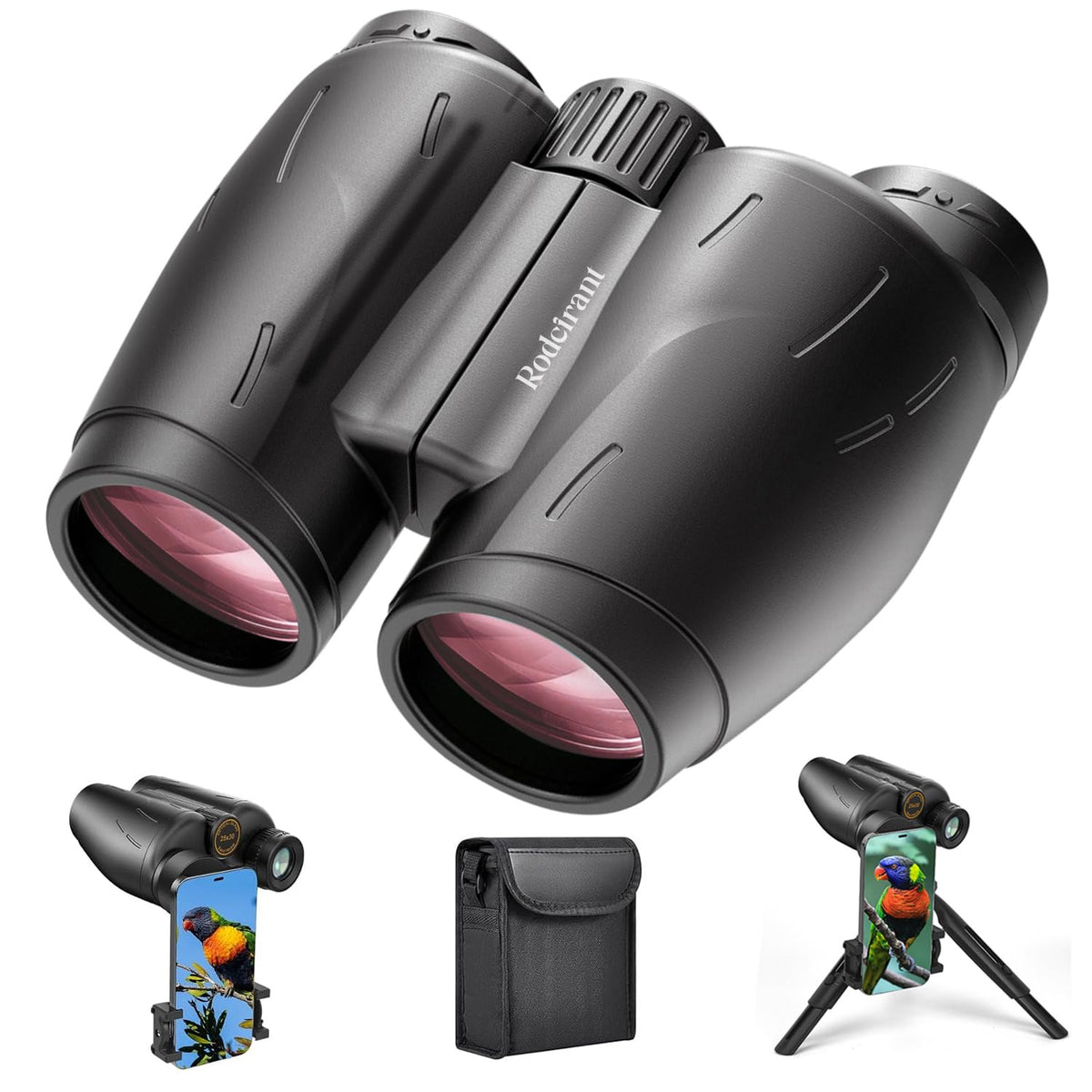 Rodcirant 25x30 large eyepiece binoculars front view for sharp distant detail.