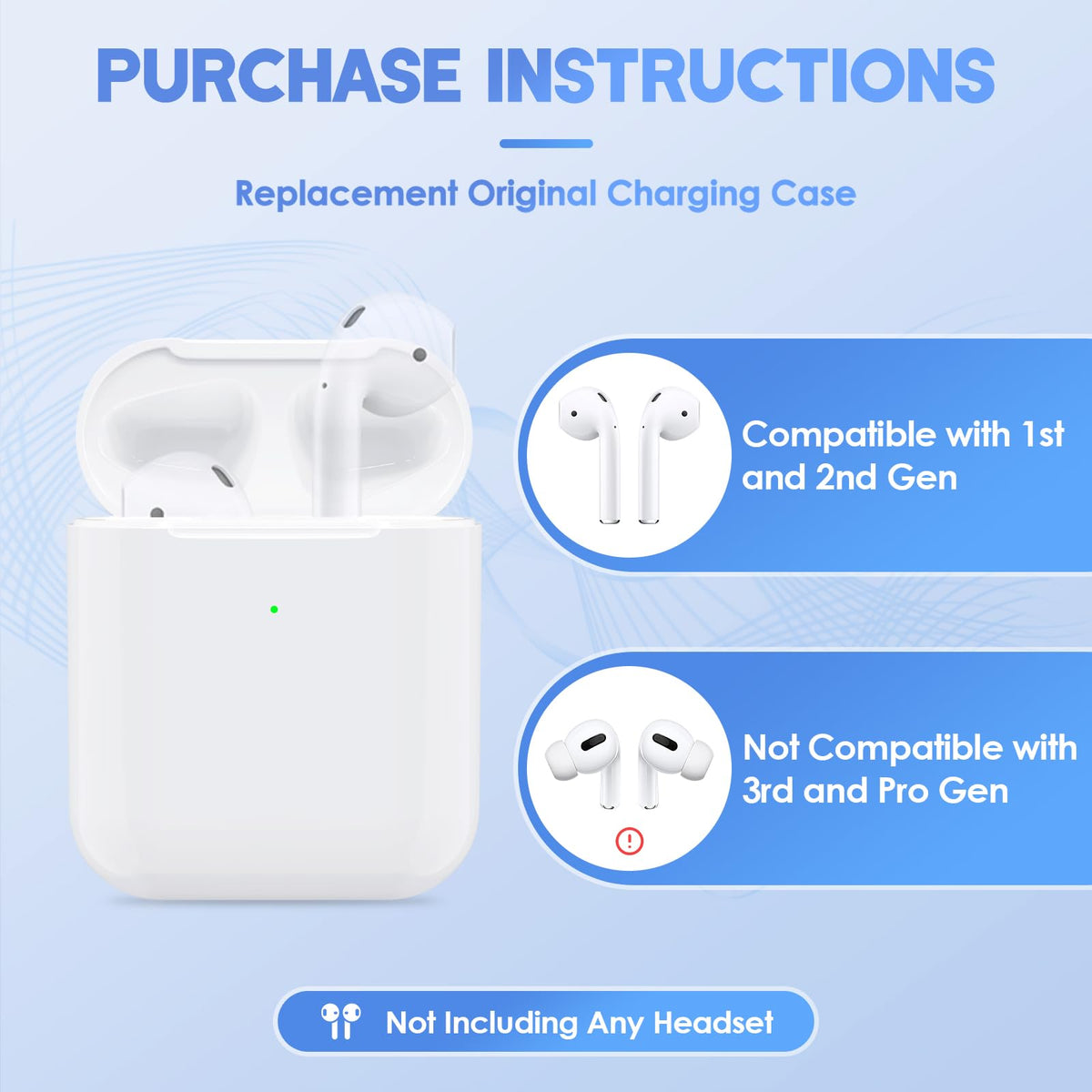 Rodkedc replacement AirPods 2nd Gen case open showing interior battery access.