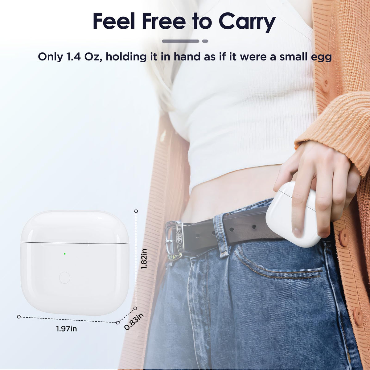 Rodkedc case next to a credit card showing compact travel-friendly size