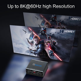 ROFAVEZCO closeup of back ports illustrating HDMI outputs and input for clear connection management
