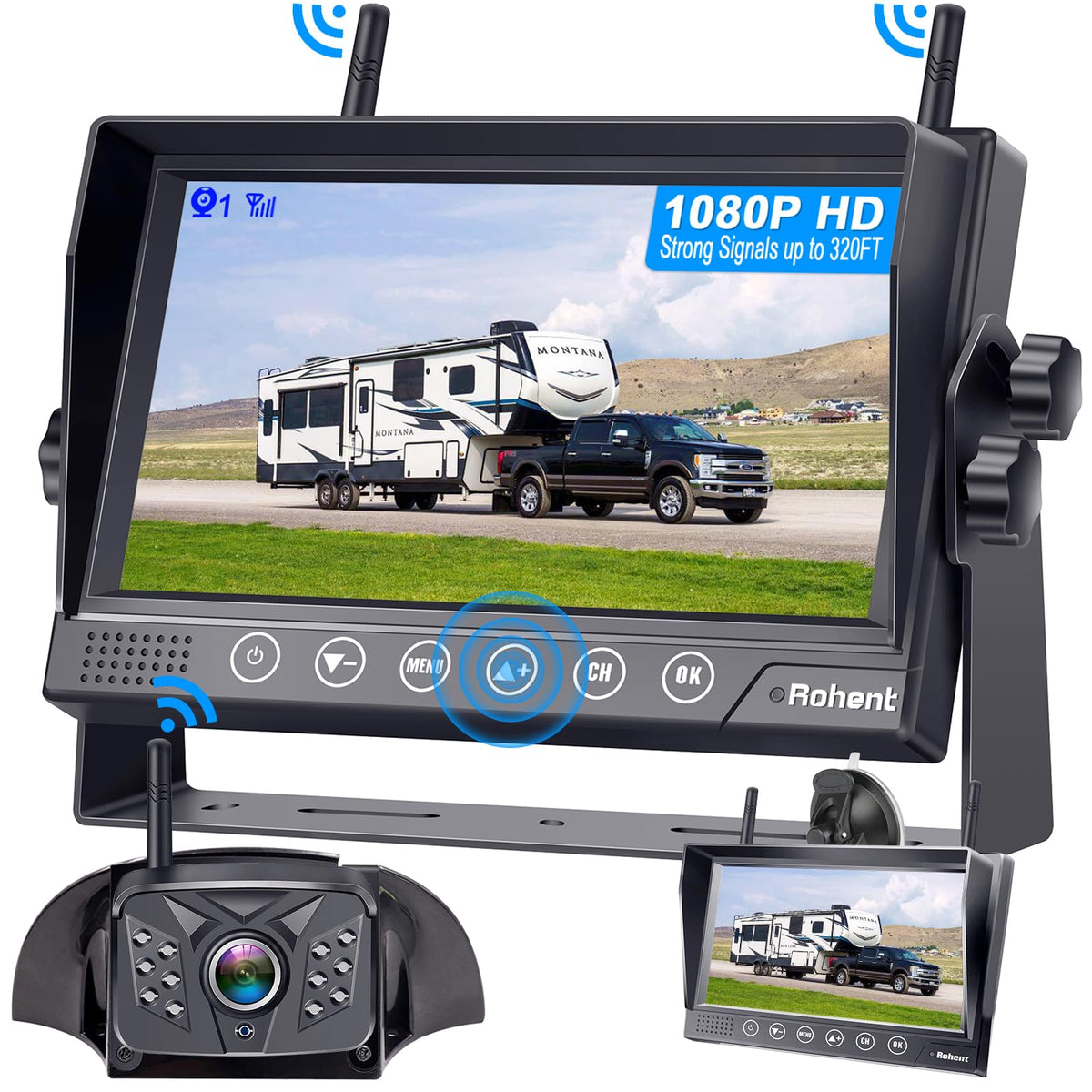 Rohent RV backup camera 1080p delivers crisp rear views for safer navigation.