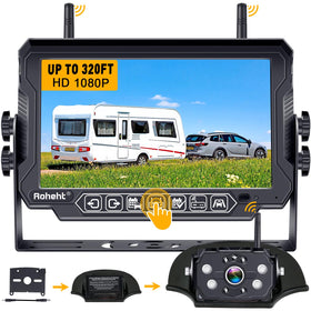Rohent RV backup camera wireless 1080p with wide-angle lens for enhanced reversing visibility.
