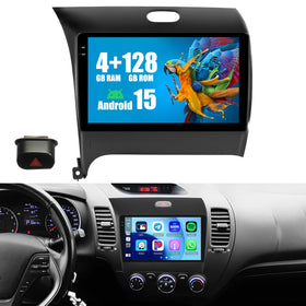 Roinvou 4+128G radio for Kia Forte Cerato, front view highlights the 9-inch touchscreen display