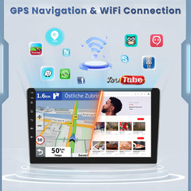 Roinvou backup camera input enhances rear visibility during parking.