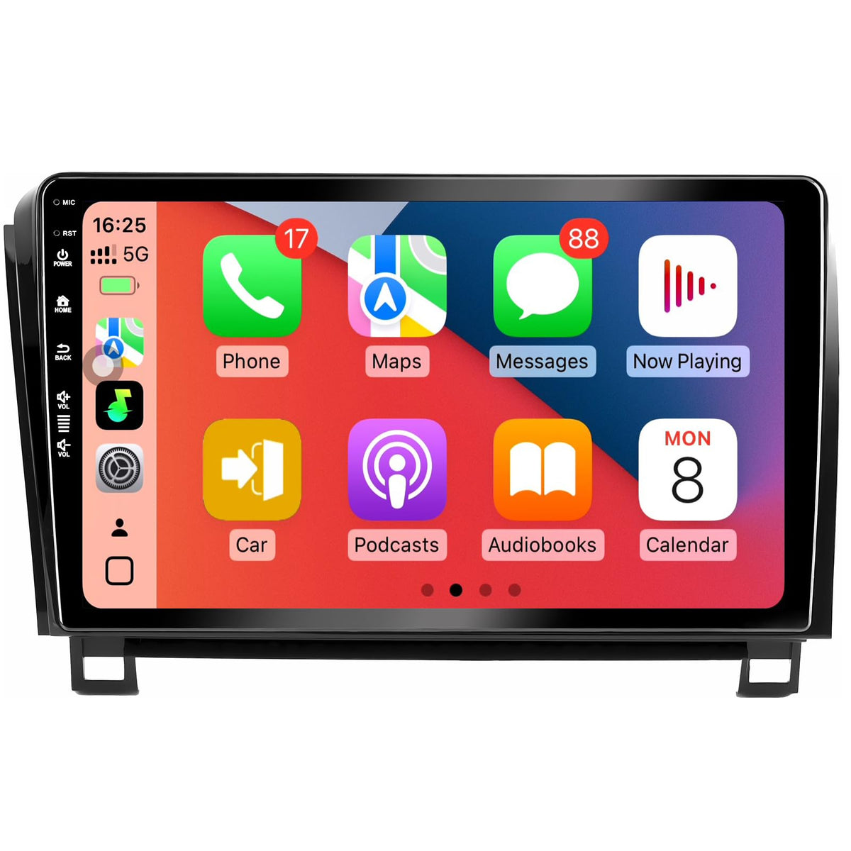 Rojokis 10-inch Android head unit display enhances Toyota Tundra navigation with clear touchscreen.