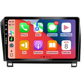 Rojokis 10-inch Android head unit display enhances Toyota Tundra navigation with clear touchscreen.