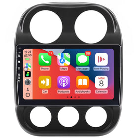 Rojokis 10-inch Android UI front view for Jeep Compass enhances dashboard usability.