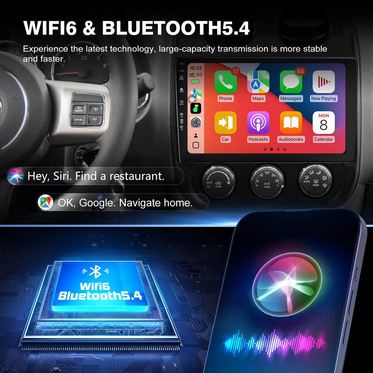 Rojokis WiFi 6 and Bluetooth 5.4 connection for fast pairing and streaming.