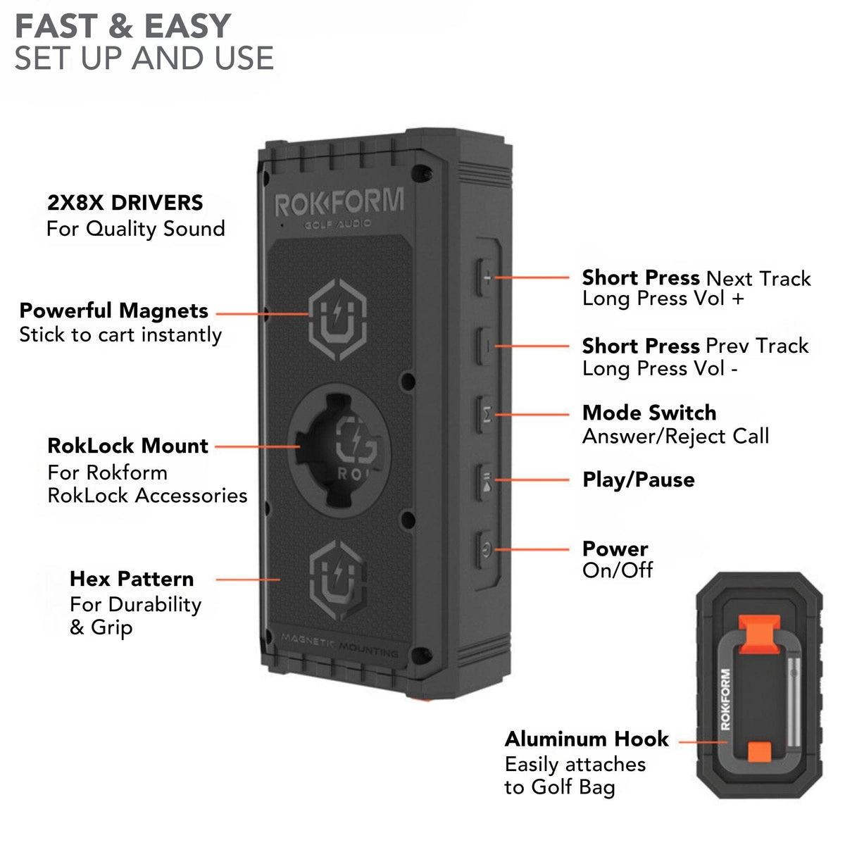 Rokform G-ROK portable outdoor speaker for golf and beyond.
