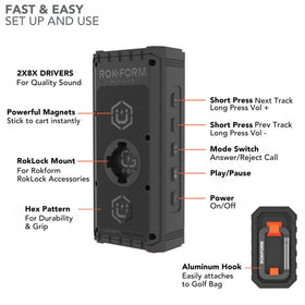 Rokform G-ROK portable outdoor speaker for golf and beyond.