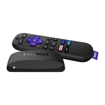 Roku Express 4K+ front view showing compact player and status light benefit fast setup