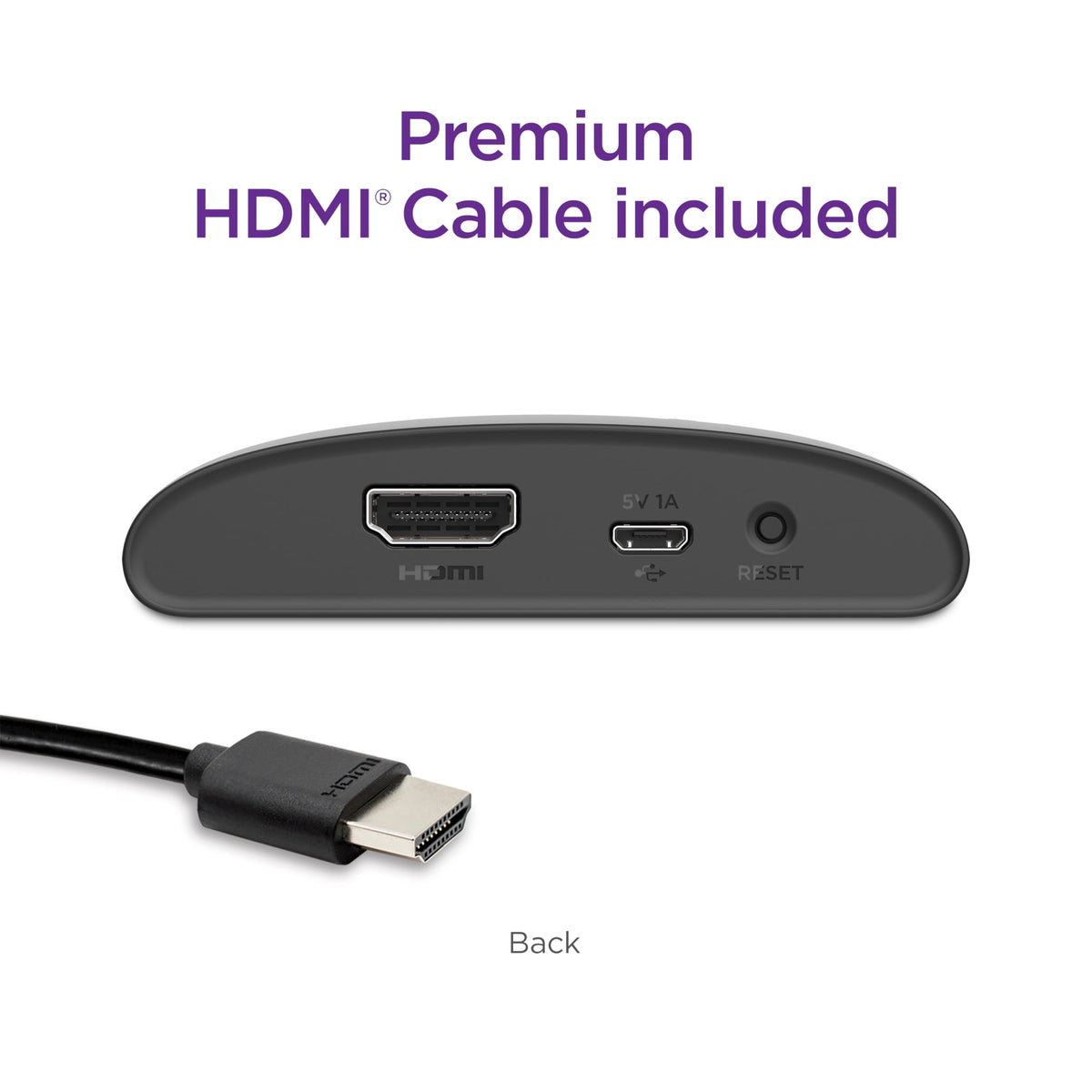 Roku Express 4K+ with premium HDMI cable for reliable 4K signal