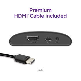 Roku Express 4K+ with premium HDMI cable for reliable 4K signal