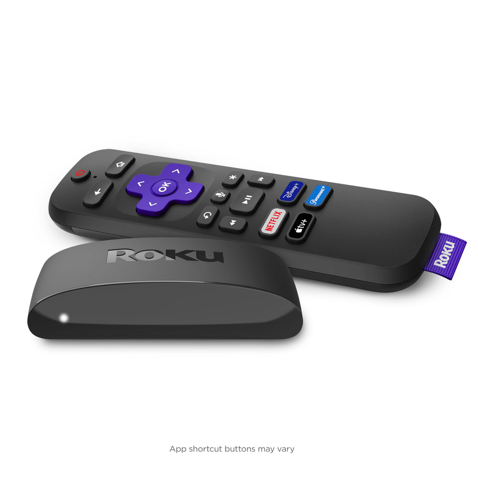 Roku Express 4K+ front view showing compact design and easy setup benefit
