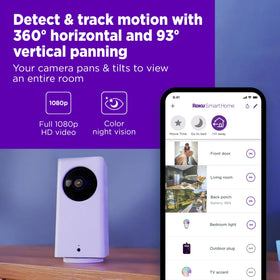 Roku camera tilt mechanism close-up demonstrating smooth pan and durable build