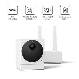 Roku outdoor camera se mounted on porch showing easy wire-free installation benefit
