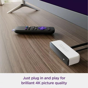 Rear ports and USB extension cord visible on Roku Premiere for flexible placement benefit